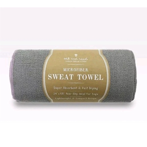 New Gray Microfiber Gym Sweat Towel. Large 24”X 68” Oak & Reed. Yoga, Gym - Picture 1 of 1